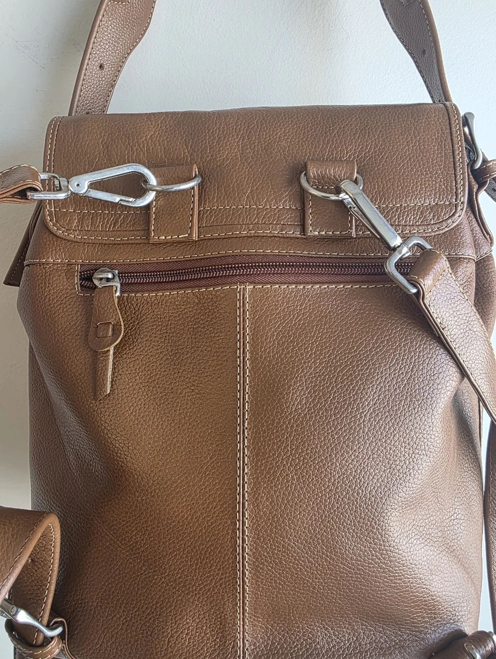 Two Pretty Leather Convertible Backpack & Matching Calf Hair Wallet Set